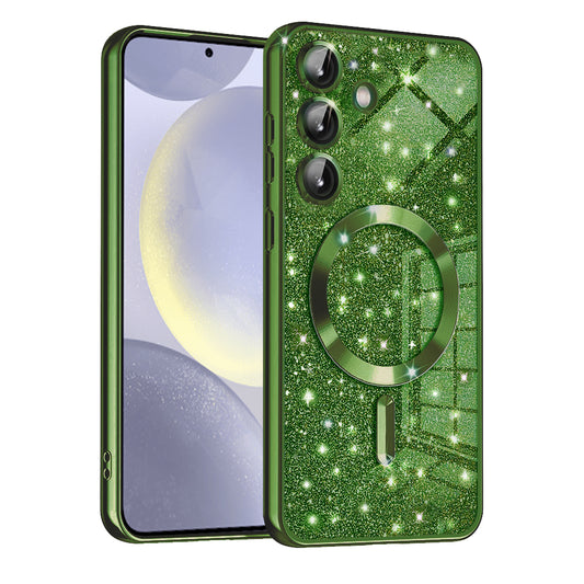 Husa MagSafe pentru Samsung Galaxy S24+ S926, Techsuit, Luxury Glitter, Verde Inchis