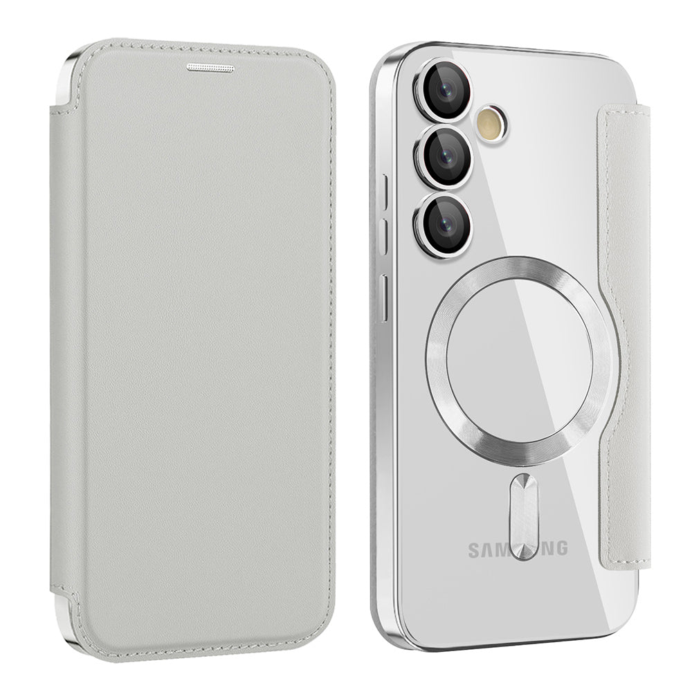 Husa MagSafe pentru Samsung Galaxy S24+ S926, Techsuit, SmartMag Book, Gri