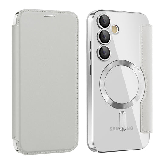 Husa MagSafe pentru Samsung Galaxy S24+ S926, Techsuit, SmartMag Book, Gri