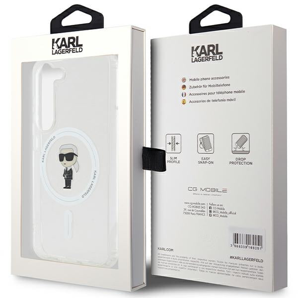 Husa MagSafe pentru Samsung Galaxy S24 S921, Karl Lagerfeld, IML Ikonik Karl, Transparenta