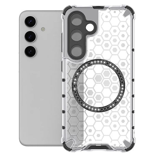 Husa MagSafe pentru Samsung Galaxy S24 S921, Techsuit, HoneyComb Shield, Alba