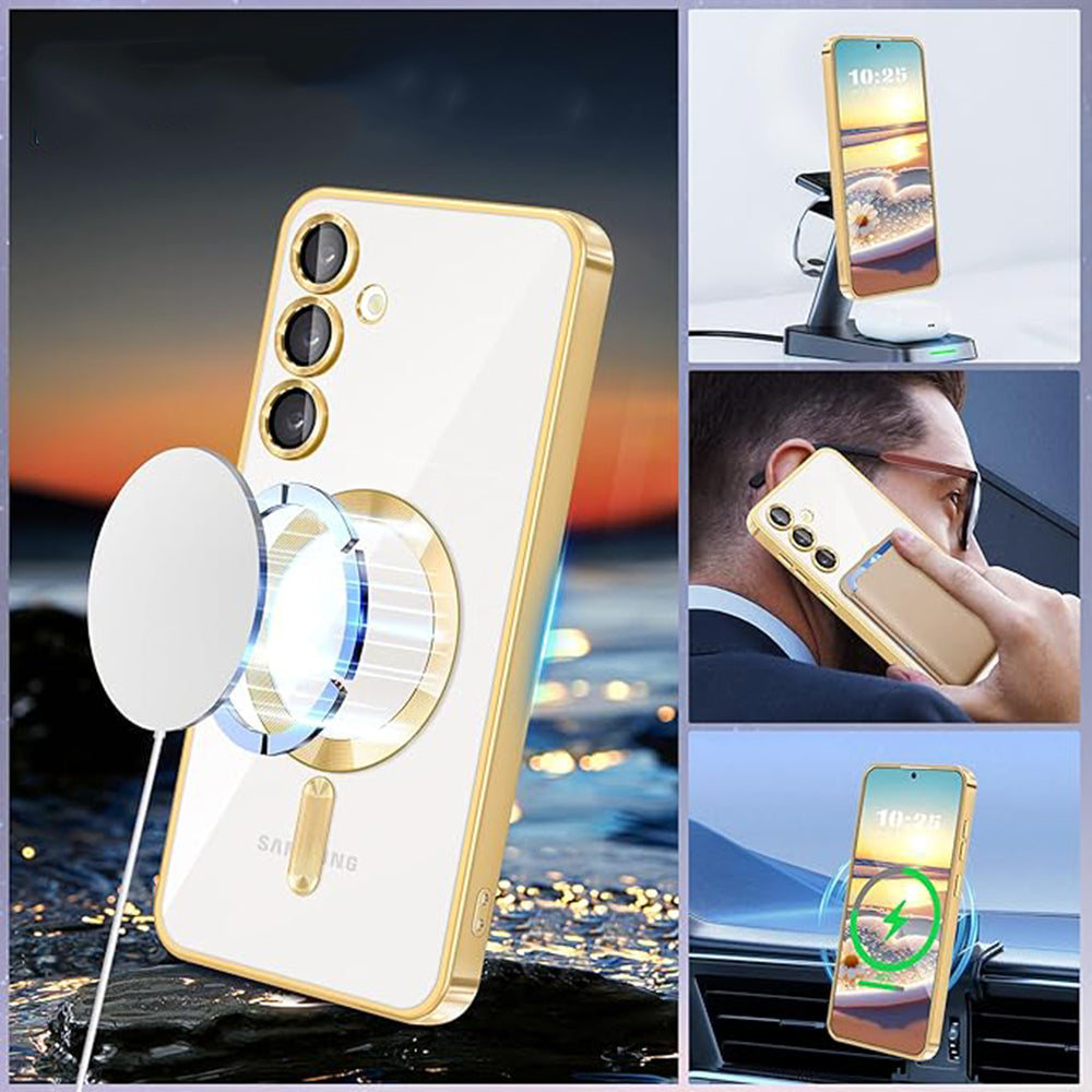 Husa MagSafe pentru Samsung Galaxy S24 S921, Techsuit, Luxury Crystal, Roz