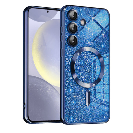 Husa MagSafe pentru Samsung Galaxy S24 S921, Techsuit, Luxury Glitter, Albastra Inchis