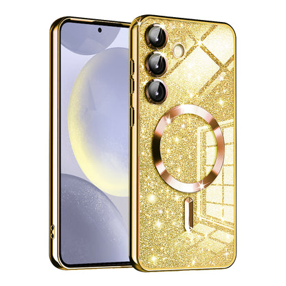 Husa MagSafe pentru Samsung Galaxy S24 S921, Techsuit, Luxury Glitter, Aurie