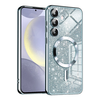 Husa MagSafe pentru Samsung Galaxy S24 S921, Techsuit, Luxury Glitter, Bleu