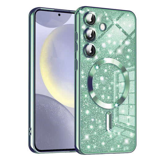 Husa MagSafe pentru Samsung Galaxy S24 S921, Techsuit, Luxury Glitter, Verde Deschis
