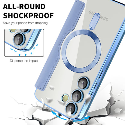 Husa MagSafe pentru Samsung Galaxy S24 S921, Techsuit, SmartMag Book, Bleu