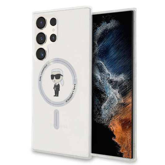 Husa MagSafe pentru Samsung Galaxy S24 Ultra S928, Karl Lagerfeld, IML Ikonik Karl, Transparenta