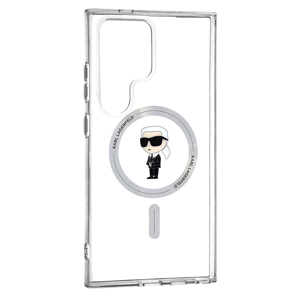Husa MagSafe pentru Samsung Galaxy S24 Ultra S928, Karl Lagerfeld, IML Ikonik Karl, Transparenta