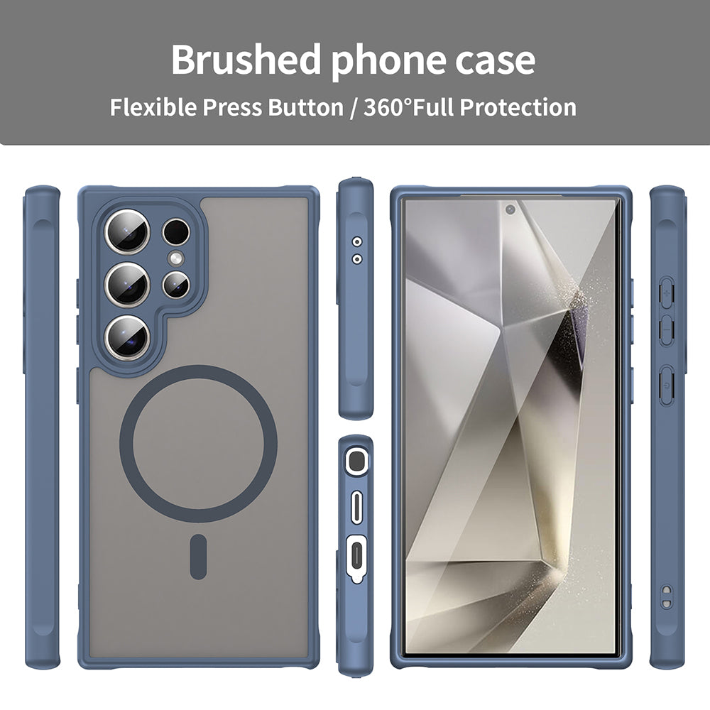 Husa MagSafe pentru Samsung Galaxy S24 Ultra S928, Techsuit, HaloFrost II, Bleumarin