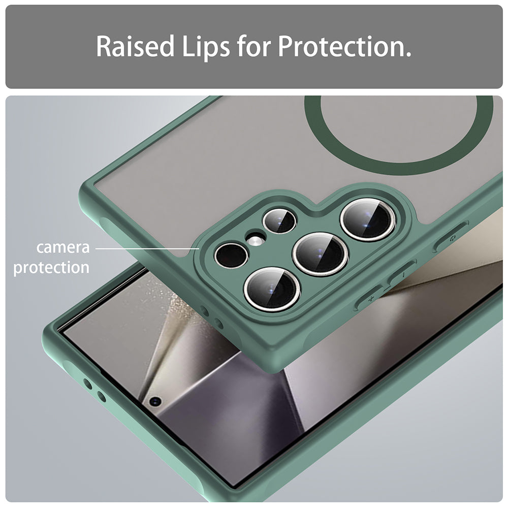 Husa MagSafe pentru Samsung Galaxy S24 Ultra S928, Techsuit, HaloFrost II, Verde