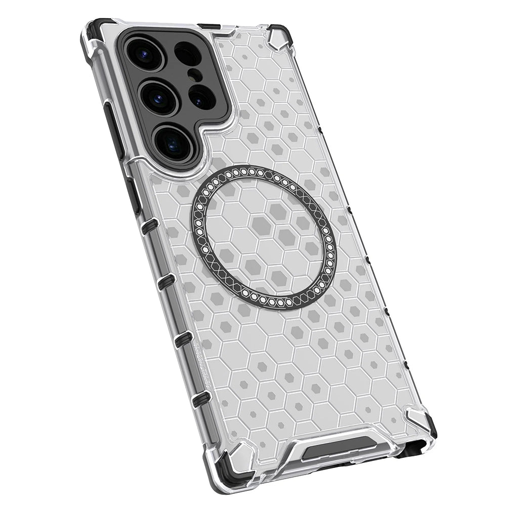 Husa MagSafe pentru Samsung Galaxy S24 Ultra S928, Techsuit, HoneyComb Shield, Alba