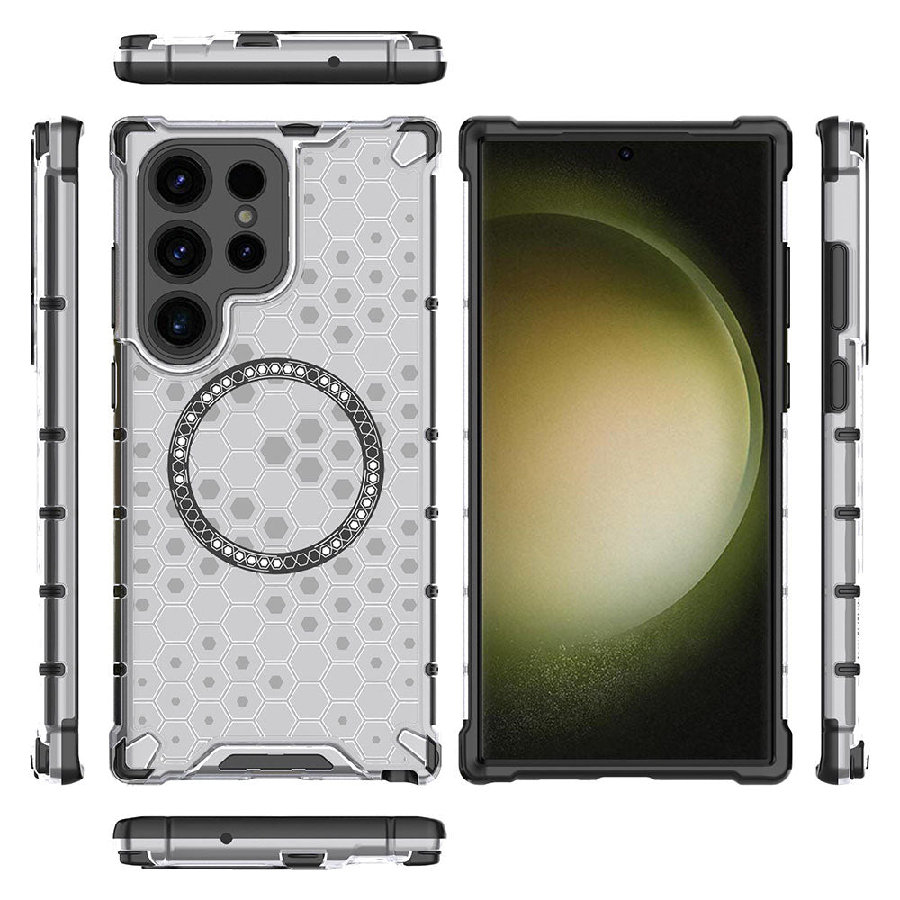 Husa MagSafe pentru Samsung Galaxy S24 Ultra S928, Techsuit, HoneyComb Shield, Alba
