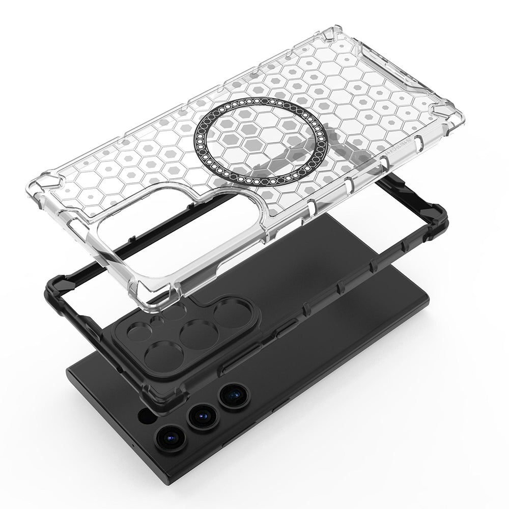 Husa MagSafe pentru Samsung Galaxy S24 Ultra S928, Techsuit, HoneyComb Shield, Neagra