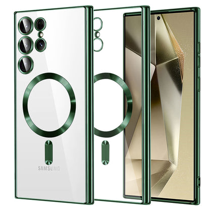 Husa MagSafe pentru Samsung Galaxy S24 Ultra S928, Techsuit, Luxury Crystal, Verde Inchis