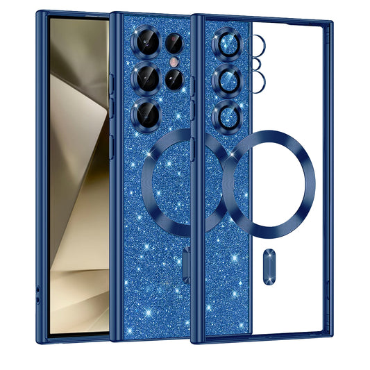 Husa MagSafe pentru Samsung Galaxy S24 Ultra S928, Techsuit, Luxury Glitter, Albastra Inchis