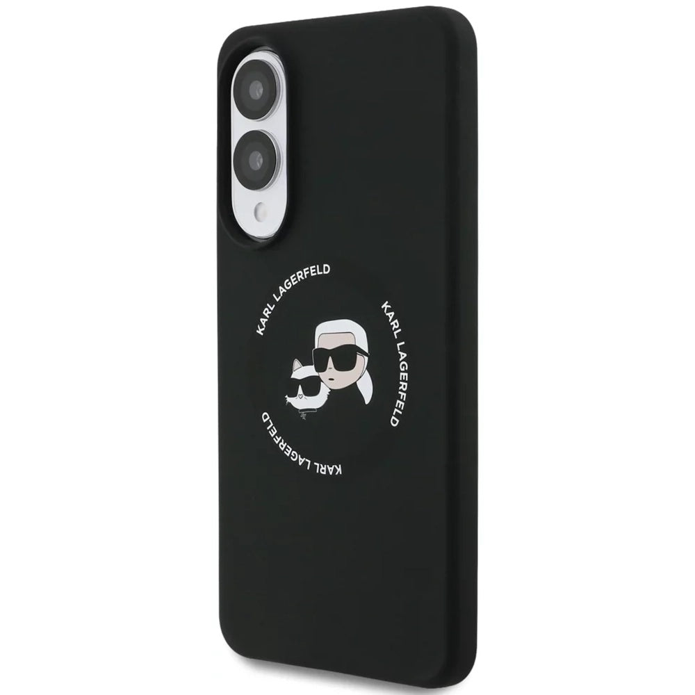 Husa MagSafe pentru Samsung Galaxy S25 Edge S937, Karl Lagerfeld, Silicone Double Heads, Neagra