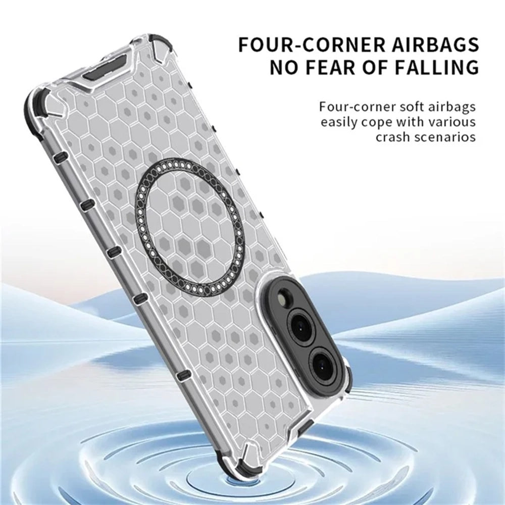 Husa MagSafe pentru Samsung Galaxy S25 Edge S937, Techsuit, HoneyComb Shield, Alba