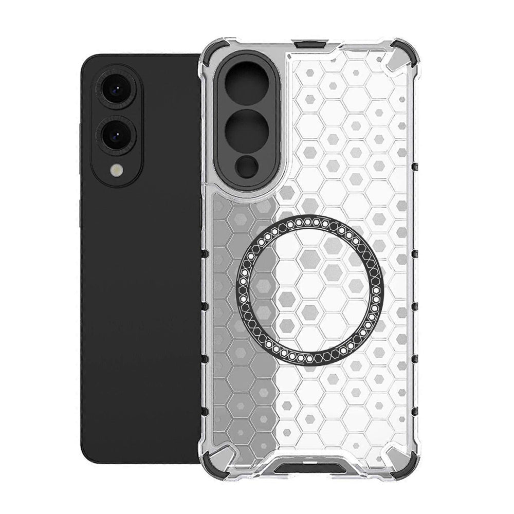 Husa MagSafe pentru Samsung Galaxy S25 Edge S937, Techsuit, HoneyComb Shield, Alba