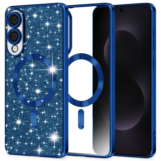 Husa MagSafe pentru Samsung Galaxy S25 Edge S937, Techsuit, Luxury Glitter, Albastra Inchis
