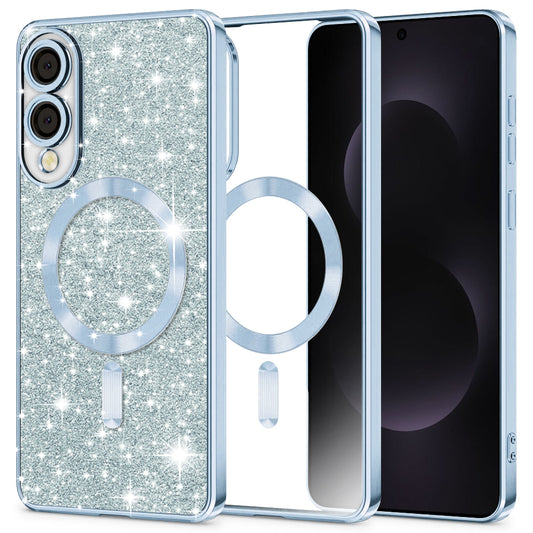 Husa MagSafe pentru Samsung Galaxy S25 Edge S937, Techsuit, Luxury Glitter, Bleu