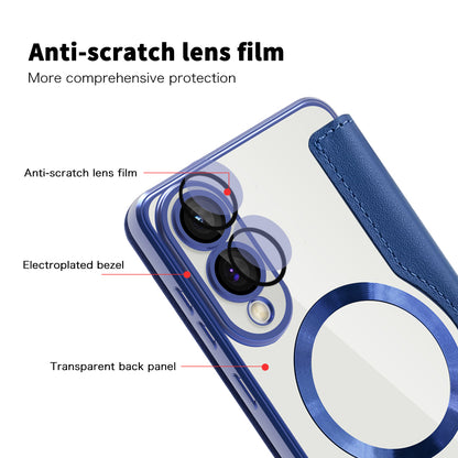 Husa MagSafe pentru Samsung Galaxy S25 Edge S937, Techsuit, SmartMag Book, Albastra