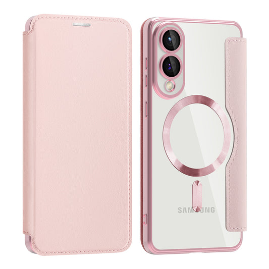 Husa MagSafe pentru Samsung Galaxy S25 Edge S937, Techsuit, SmartMag Book, Roz