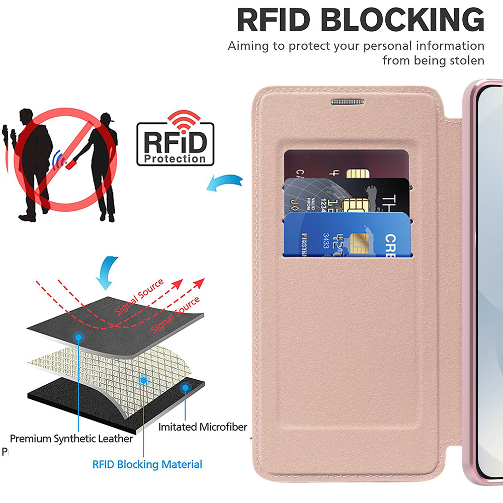 Husa MagSafe pentru Samsung Galaxy S25 Edge S937, Techsuit, SmartMag Book, Roz