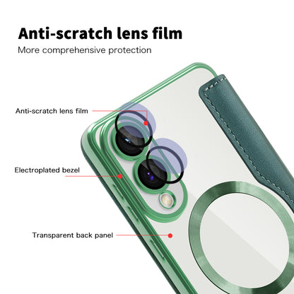Husa MagSafe pentru Samsung Galaxy S25 Edge S937, Techsuit, SmartMag Book, Verde