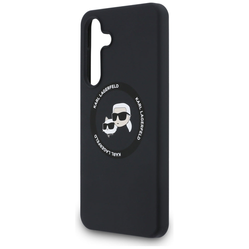 Husa MagSafe pentru Samsung Galaxy S25 FE, Karl Lagerfeld, Silicone Karl & Choupette's Heads, Neagra
