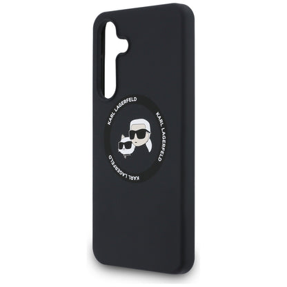 Husa MagSafe pentru Samsung Galaxy S25 FE, Karl Lagerfeld, Silicone Karl & Choupette's Heads, Neagra