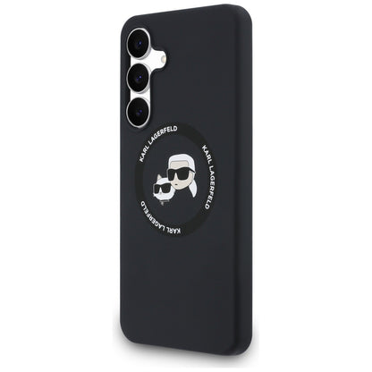Husa MagSafe pentru Samsung Galaxy S25 FE, Karl Lagerfeld, Silicone Karl & Choupette's Heads, Neagra
