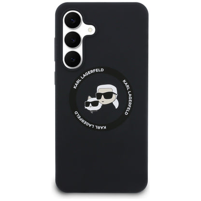 Husa MagSafe pentru Samsung Galaxy S25 FE, Karl Lagerfeld, Silicone Karl & Choupette's Heads, Neagra