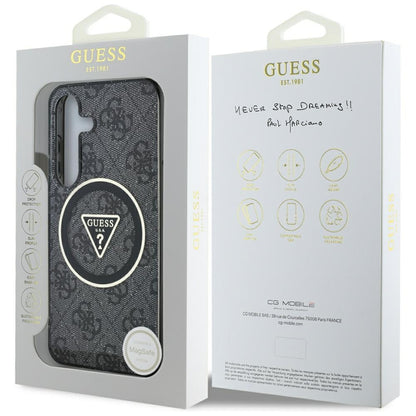 Husa MagSafe pentru Samsung Galaxy S25+ S936, Guess, IML Glitter 4G Circle Triangle, Neagra