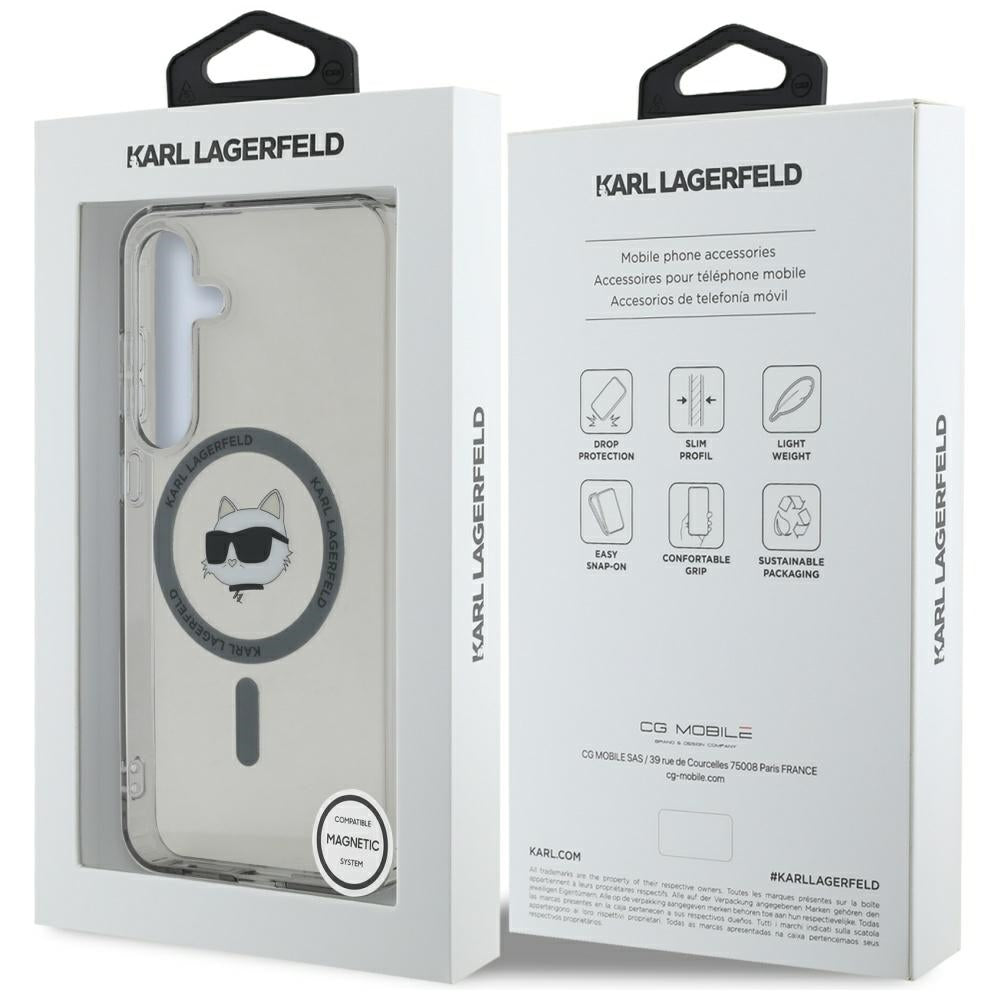 Husa MagSafe pentru Samsung Galaxy S25+ S936, Karl Lagerfeld, IML Choupette's Head, Neagra