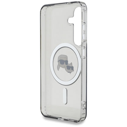 Husa MagSafe pentru Samsung Galaxy S25+ S936, Karl Lagerfeld, IML Metal Karl & Choupette's Heads, Neagra