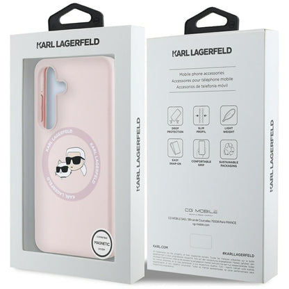 Husa MagSafe pentru Samsung Galaxy S25+ S936, Karl Lagerfeld, Silicone Double Heads, Roz