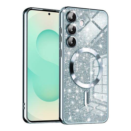 Husa MagSafe pentru Samsung Galaxy S25+ S936, Techsuit, Luxury Glitter, Bleu