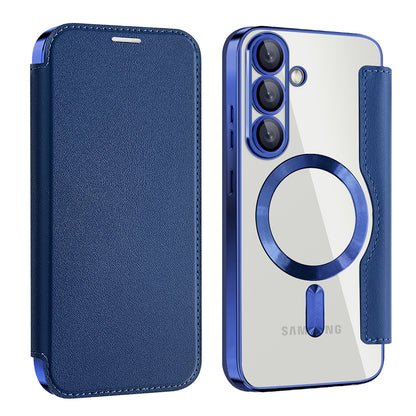 Husa MagSafe pentru Samsung Galaxy S25+ S936, Techsuit, SmartMag Book, Albastra