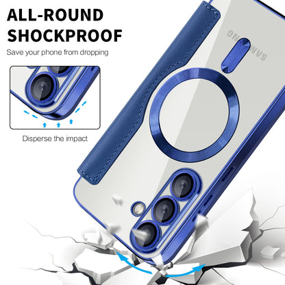 Husa MagSafe pentru Samsung Galaxy S25+ S936, Techsuit, SmartMag Book, Albastra