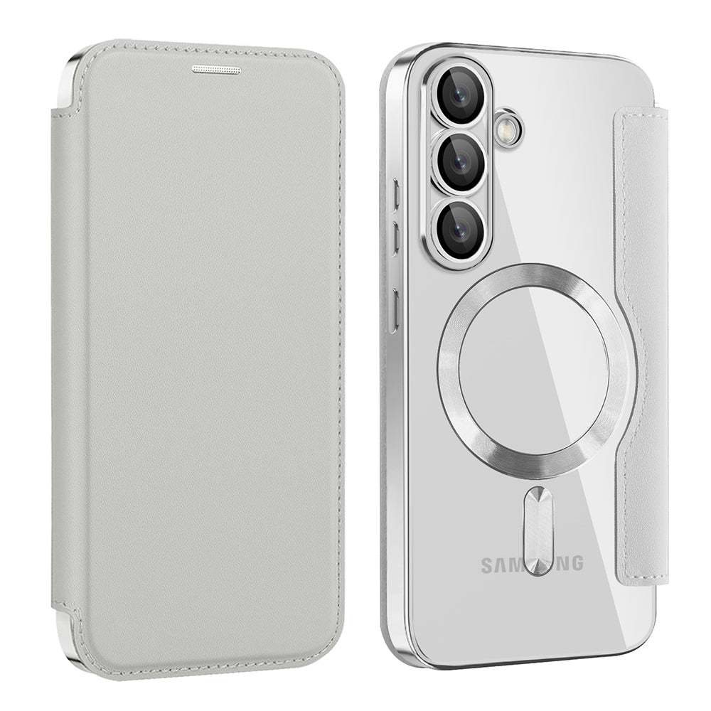 Husa MagSafe pentru Samsung Galaxy S25+ S936, Techsuit, SmartMag Book, Gri