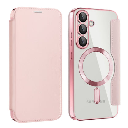 Husa MagSafe pentru Samsung Galaxy S25+ S936, Techsuit, SmartMag Book, Roz