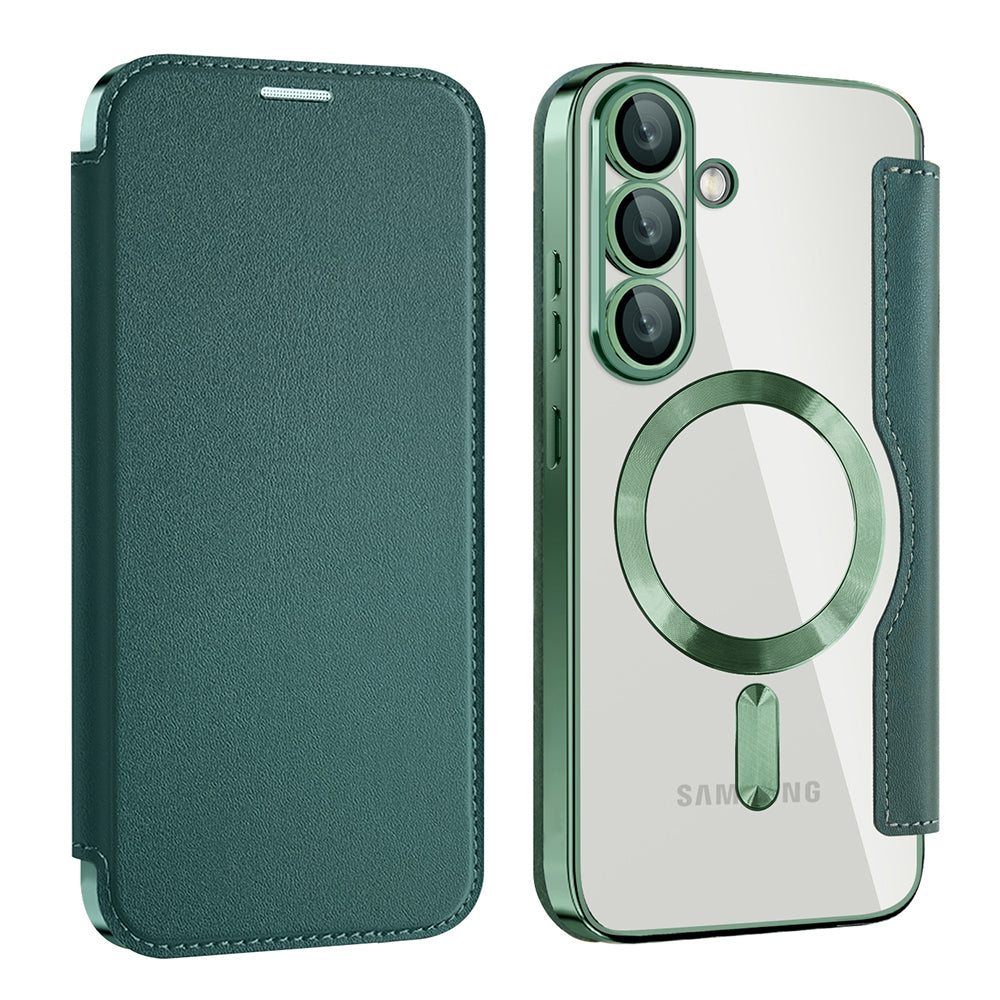 Husa MagSafe pentru Samsung Galaxy S25+ S936, Techsuit, SmartMag Book, Verde