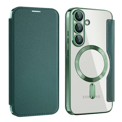 Husa MagSafe pentru Samsung Galaxy S25+ S936, Techsuit, SmartMag Book, Verde