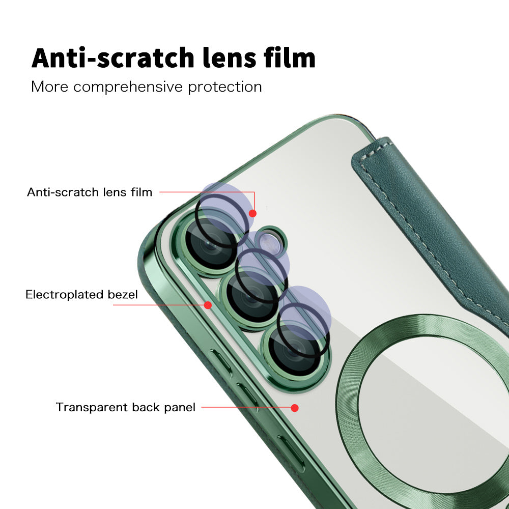 Husa MagSafe pentru Samsung Galaxy S25+ S936, Techsuit, SmartMag Book, Verde