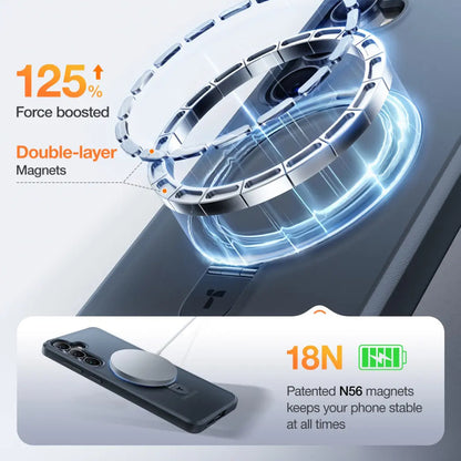 Husa MagSafe pentru Samsung Galaxy S25+ S936, Torras, Ostand, Neagra