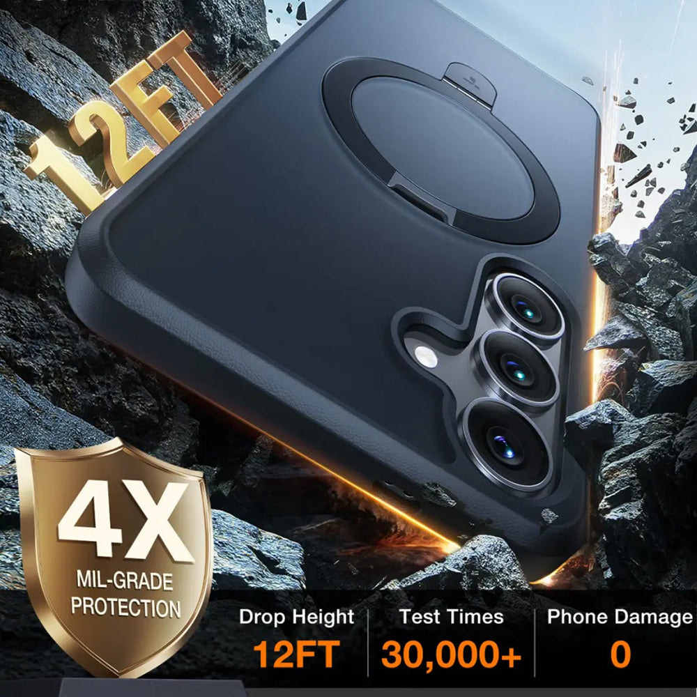 Husa MagSafe pentru Samsung Galaxy S25+ S936, Torras, Ostand, Neagra