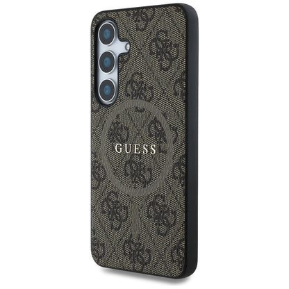 Husa MagSafe pentru Samsung Galaxy S25 S931, Guess, 4G Ring Classic Logo, Maro