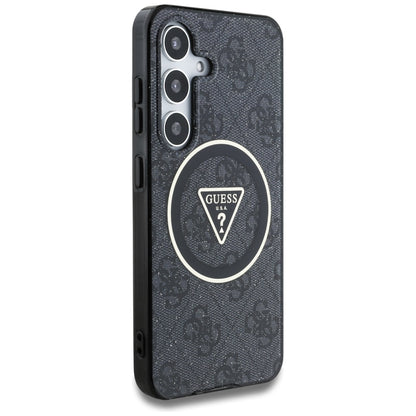 Husa MagSafe pentru Samsung Galaxy S25 S931, Guess, IML Glitter 4G Circle Triangle, Neagra