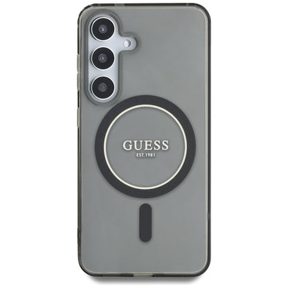 Husa MagSafe pentru Samsung Galaxy S25 S931, Guess, IML Glitter Circle, Neagra